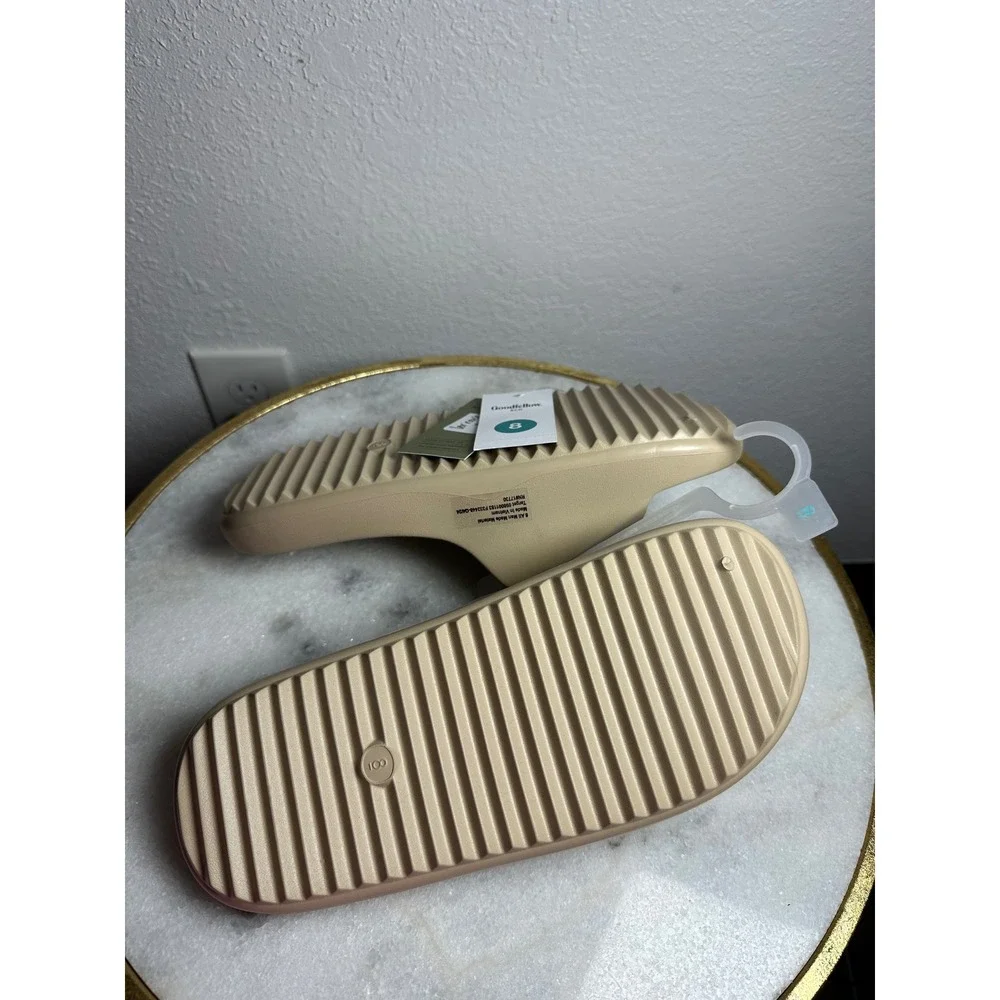 Goodfellow & Co Mens Slide Sandals Beige Tan Slip On Comfort Shoes Size 8 NEW